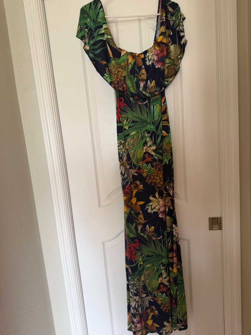 Tropical Floral Maxi Dress in Black and Green